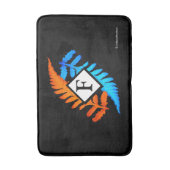 Tapis De Bain Bleu orange japonais peint fougères Monogramme (Devant (Vertical))