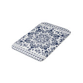 Tapis De Bain Bleu oriental de damassé sur le blanc (Angle)