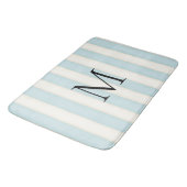 Tapis De Bain Bleu pâle et blanc d'antiquité rayures Monogrammes (Angle)