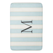 Tapis De Bain Bleu pâle et blanc d'antiquité rayures Monogrammes (devant Vertical)