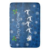 Tapis De Bain Bleu Père Noël Sleigh et Reindeer Bath Mat (devant Vertical)