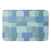 Tapis De Bain Bleu Périwinkle Floral Boho Faux Motif Patchwork (Devant)