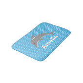 Tapis de bain bleu personnalisé avec dauphin migno (Angle)