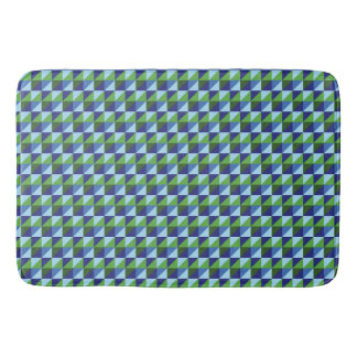 Tapis De Bain Bleu Rétro & Géométrique Triangle Abstrait Vert