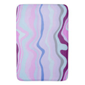 Tapis De Bain Bleu, rose et violet rayures ondulées (devant Vertical)