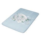 Tapis De Bain Bleu Roses de dragon blanc (Angle)