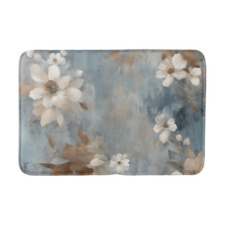 Tapis De Bain Bleu rustique Brown Cream Ferme Floral