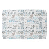 Tapis De Bain Bleu Sable Plage Thème Coques Mots (Devant)