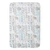 Tapis De Bain Bleu Sable Plage Thème Coques Mots (devant Vertical)