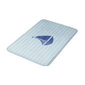 Tapis De Bain Bleu Sailboat Peinture Stripe Bain Côtier Mat (Angle)