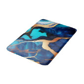 Tapis De Bain Bleu tendance en or faux marbre (Angle)