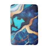 Tapis De Bain Bleu tendance en or faux marbre (Devant (Vertical))