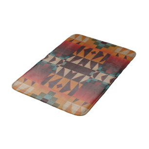 Tapis De Bain Bleu turquoise Beige Rouge foncé Art Tribal Brown