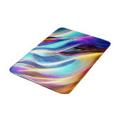 Tapis De Bain Bleu Turquoise rose Jaune Blanc Vave Abstraction (Angle)