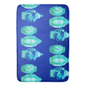 Tapis De Bain Bleu Vert Blanc Élégant Monogramme Ginger Jar (devant Vertical)