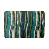 Tapis De Bain Bleu vert crème Abstraite Agate Stripe (Devant)