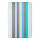 Tapis De Bain Bleu, vert et gris Abstrait rayures (devant Vertical)