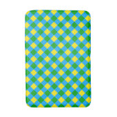 Tapis De Bain Bleu Vert Jaune Chèque Plaid Design Motif (Devant (Vertical))