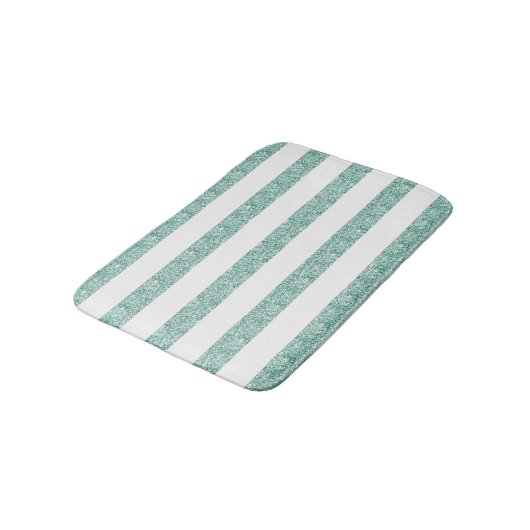 Tapis De Bain Bleu Vert Parties scintillant rayures (Angle)