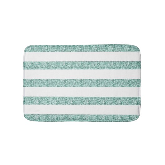 Tapis De Bain Bleu Vert Parties scintillant rayures (Devant)