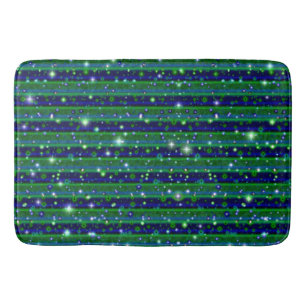 Tapis De Bain Bleu vert rayures avec étoiles et Raindrops