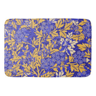 Tapis De Bain Bleu vif ornemental et jaune or