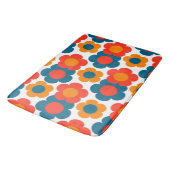 Tapis De Bain Bleu Whimsical & Orange Floral Retro Gourme (Angle)