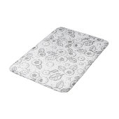 Tapis De Bain Bleuets en noir et blanc (Angle)