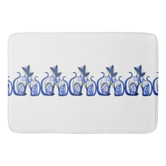 Tapis de bain bleus de chats siamois de saule (Devant)