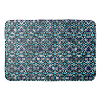 Tapis De Bain Bleus en fleurs brillantes