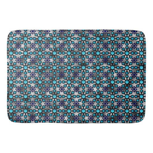 Tapis De Bain Bleus en fleurs brillantes (Devant)