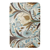 Tapis De Bain Bleus et bruns botaniques (devant Vertical)