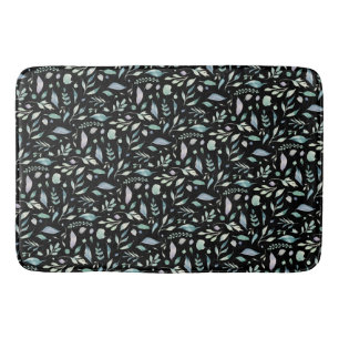 Tapis De Bain Bleus Motif de feuilles traditionnelles sur le noi
