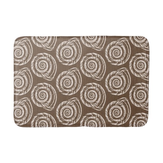 Tapis De Bain Bloc de coquillages spiraux Impression, Taupe Tan  (Devant)