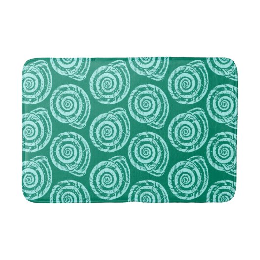 Tapis De Bain Bloc de coquillages spiraux Impression, Turquoise  (Devant)