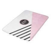 Tapis De Bain Bloc de couleur et rayures de monogramme rétro chi (Angle)