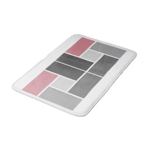 Tapis De Bain Bloc de couleur moderne Mosaïque Dusté rose gris b