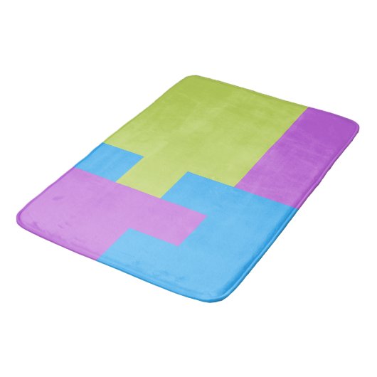 Tapis De Bain Blocs couleur gras bleu vert rose 7 (Angle)