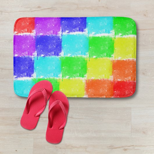 Tapis De Bain Blocs de couleurs modernes Motif Abstrait