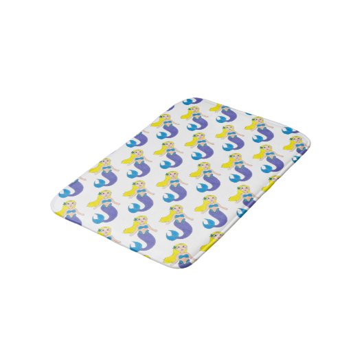 Tapis De Bain Blonde nage Sirène fille pourpre Queue Océan Mer (Angle)