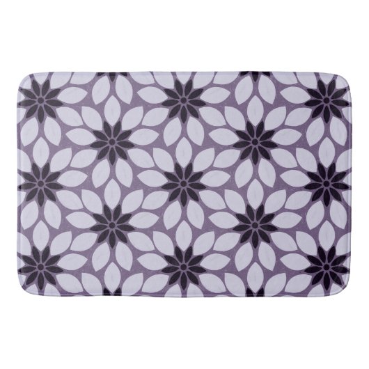 Tapis De Bain Bloquer l'impression Fleurs carrelées violet (Devant)