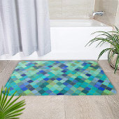 Tapis De Bain Blue Aqua Moroccan Mosaic Pattern