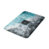 Tapis De Bain Blue Black Ocean Waves Hawaii Monogramme (Angle)