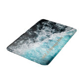 Tapis De Bain Blue Black Ocean Waves Hawaii personnalisable (Angle)