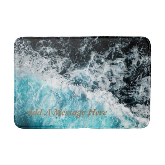 Tapis De Bain Blue Black Ocean Waves Hawaii personnalisable (Devant)