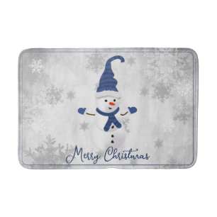 Tapis De Bain Blue Cute Snowman Fête Mat Bain