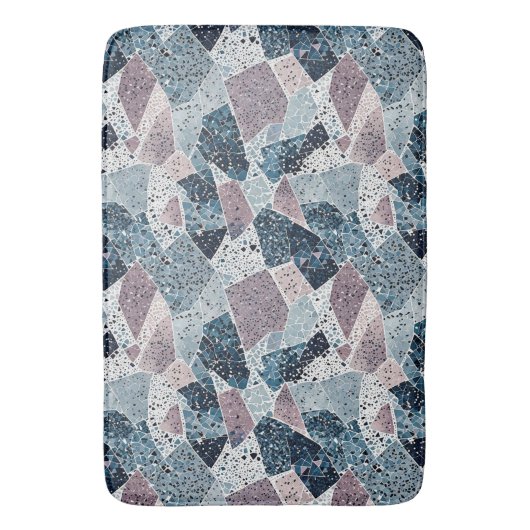 Tapis De Bain Blue et Mauve Abstrait Terrazzo Design (devant Vertical)