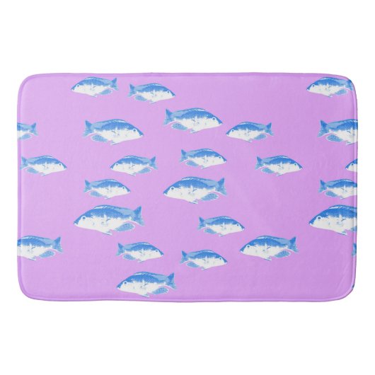 Tapis De Bain Blue fish on lilac (Devant)