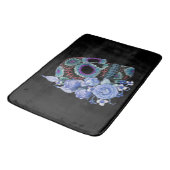 Tapis De Bain Blue Floral Black Sugar Skull Jour des morts (Angle)