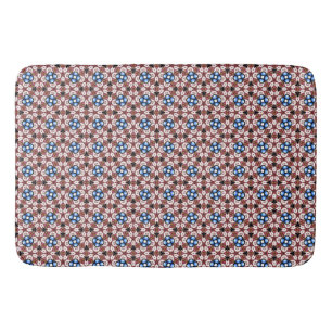 Tapis De Bain Blue Floral rose et Brown chaume
